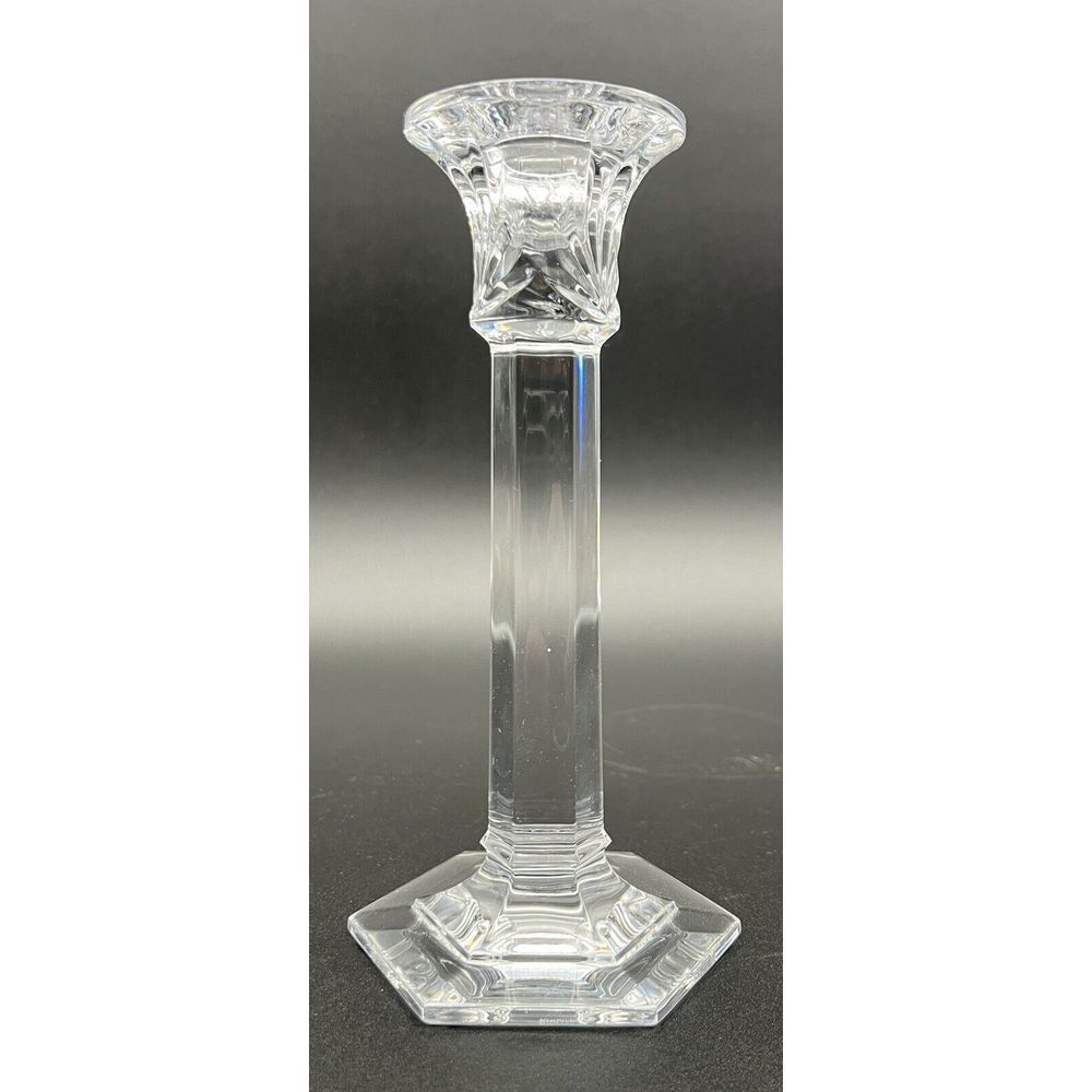 Set Of 2 Miller Rogaska‎ Clear Crystal Candle Holders 8 Inch Tall - Picture 11 of 15
